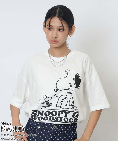 【PEANUTS/SNOOPY&WOODSTOCK】スヌーピー＆ウッドストックＴシャツ 詳細画像