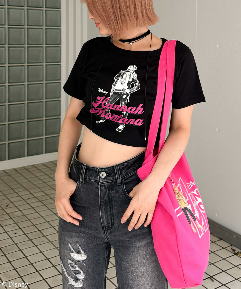 【Disney】シークレット・アイドル ハンナ・モンタナ / ラメロゴちびTシャツ 詳細画像 ブラック 2
