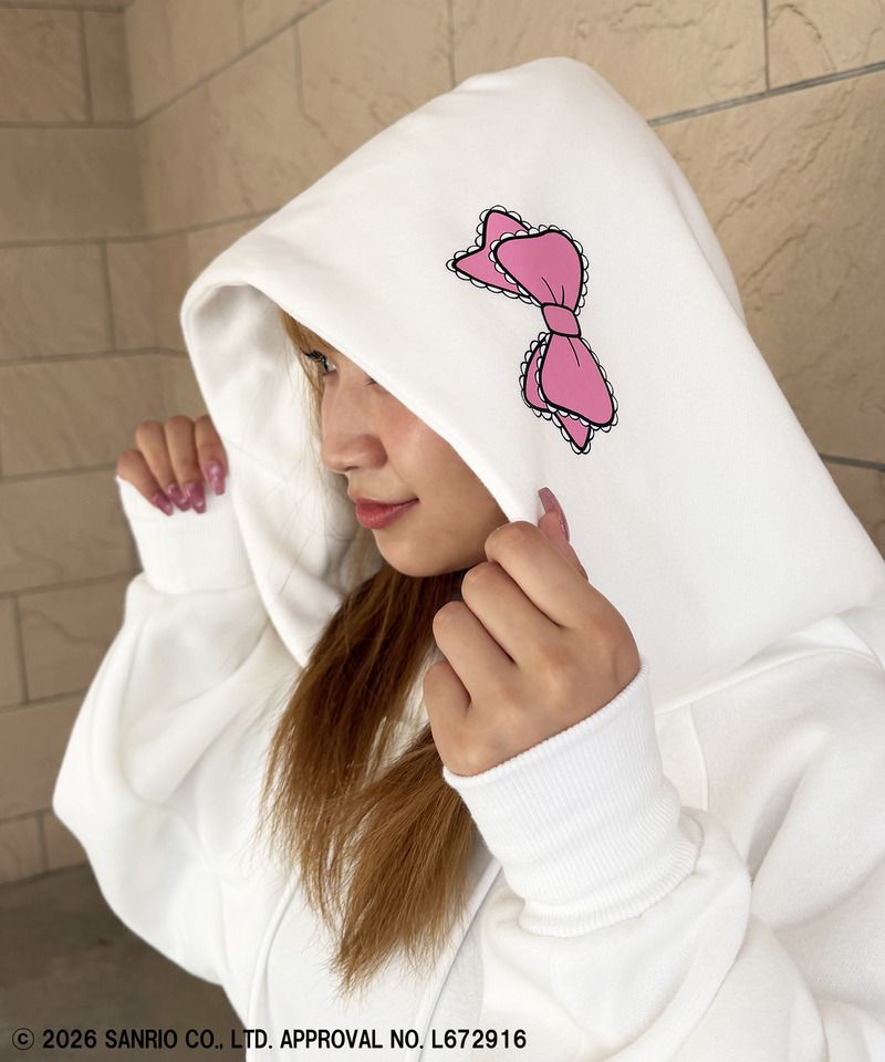 【Sanrio/サンリオキャラクターズ】チャーミーキティバックプリントドルマンパーカー 詳細画像 ホワイト 2