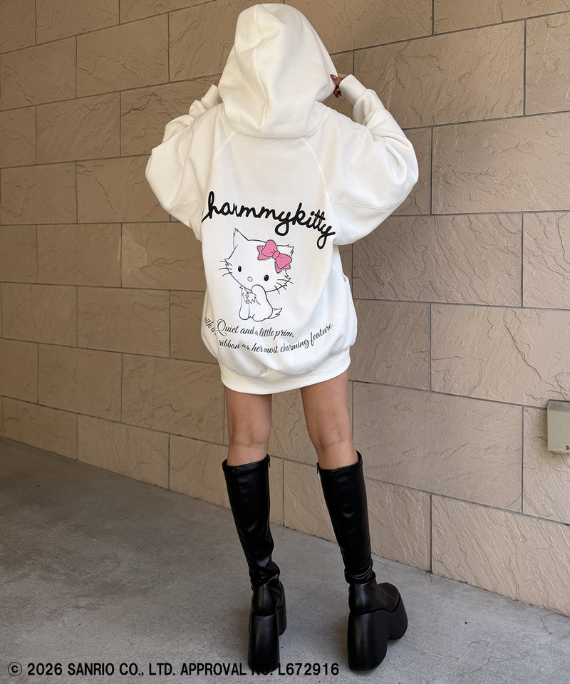 【Sanrio/サンリオキャラクターズ】チャーミーキティバックプリントドルマンパーカー 詳細画像 ホワイト 5