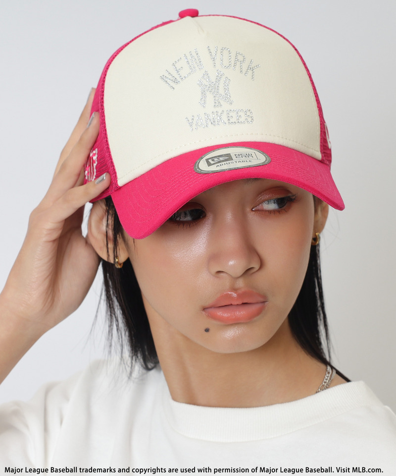 【NEW ERA】MLBラインストーンロゴ9FORTY A-Frameキャップ 詳細画像 ピンク 2