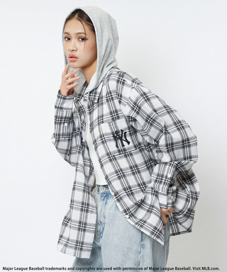 【MLB】チェックシャツフーディー