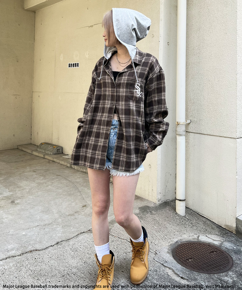【MLB】チェックシャツフーディー 詳細画像 ブラウン系 5