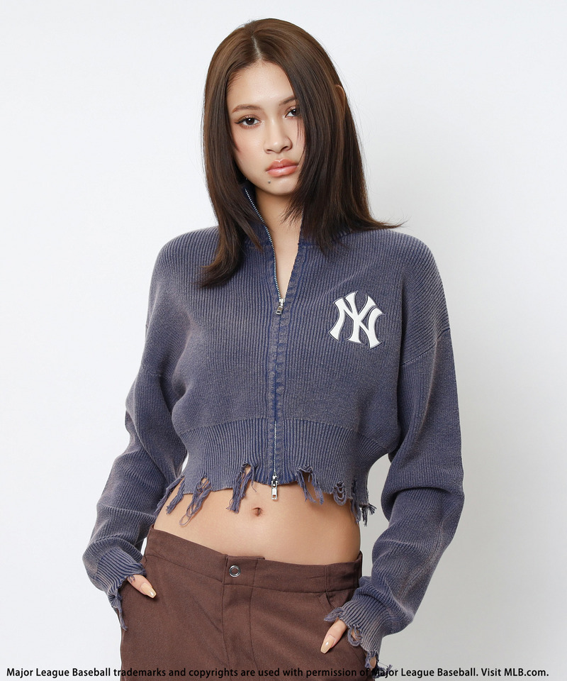 【MLB】ハーフZIPショートニット 詳細画像 ネイビー 1