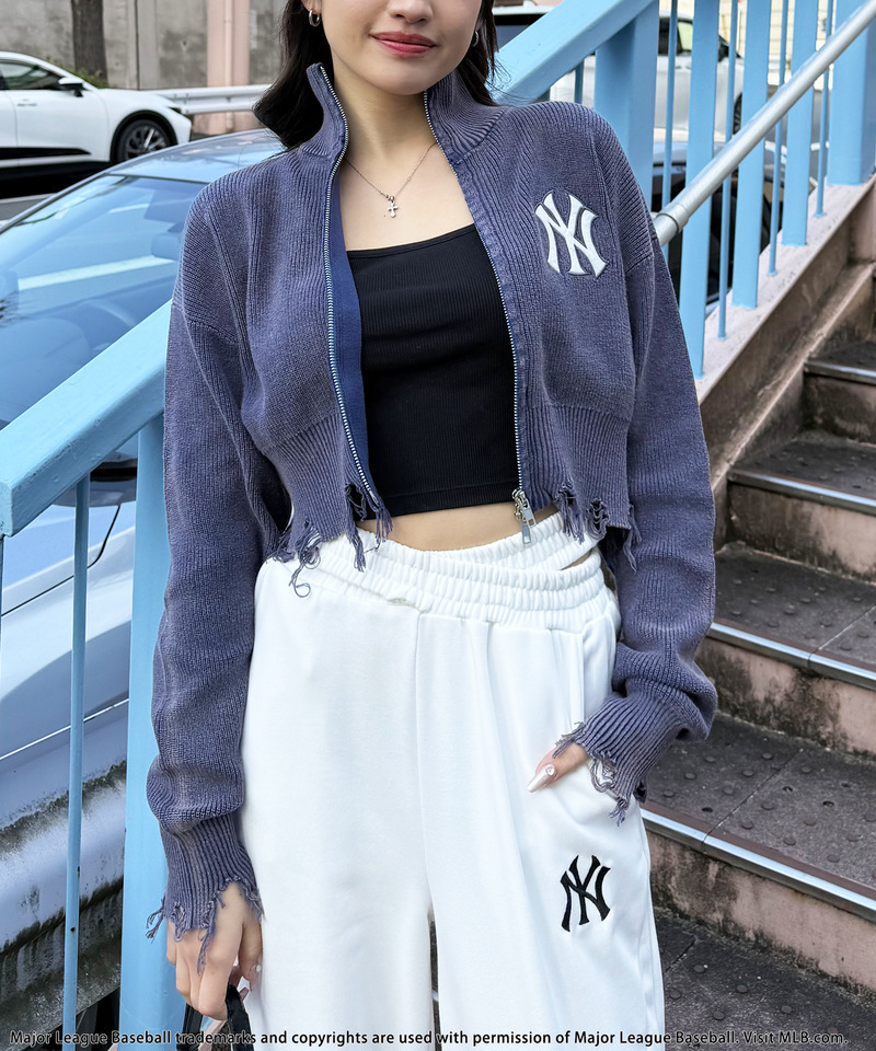 【MLB】ハーフZIPショートニット 詳細画像 ネイビー 6