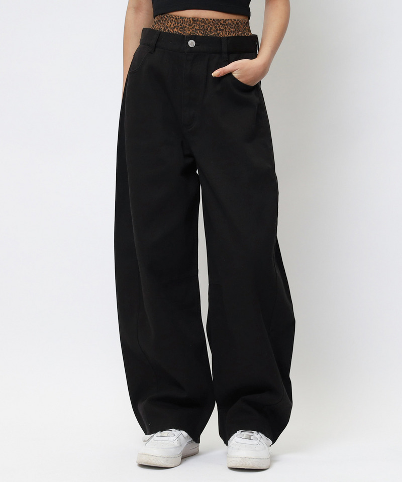 【MLB】ダブルウエストバレルレッグパンツ 詳細画像 ブラック 1