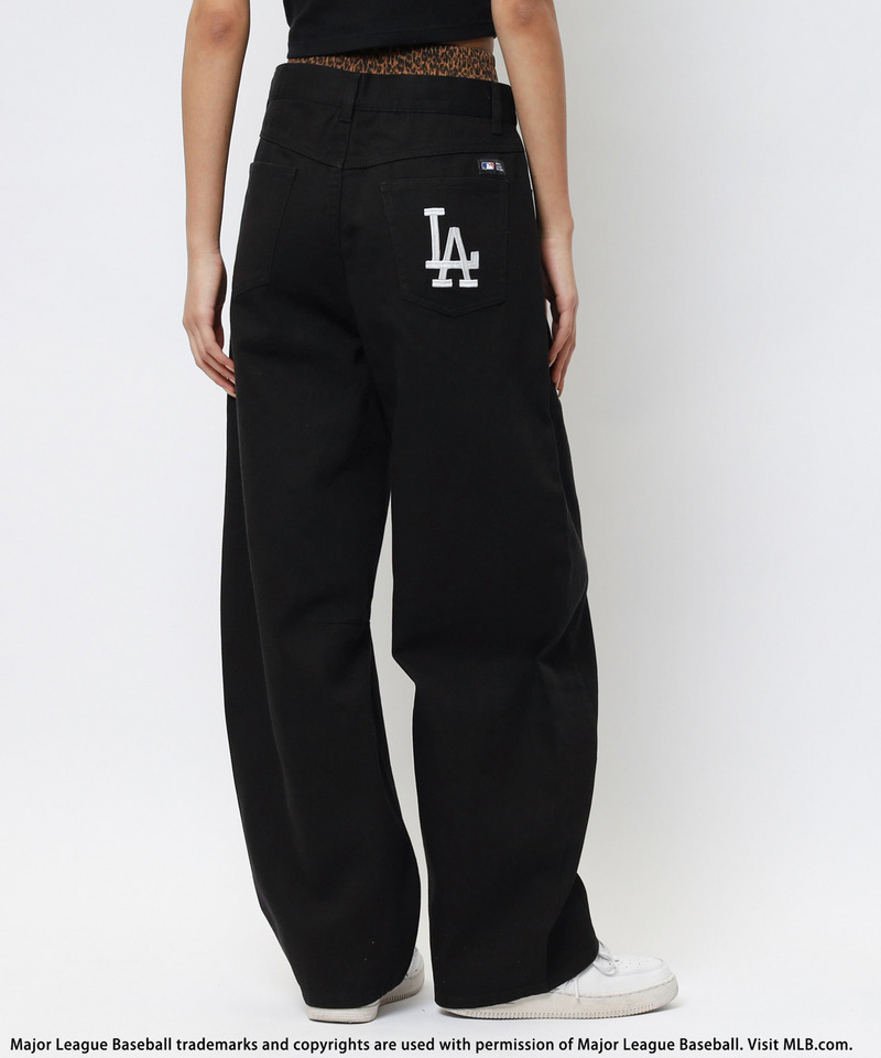 【MLB】ダブルウエストバレルレッグパンツ 詳細画像 ブラック 2