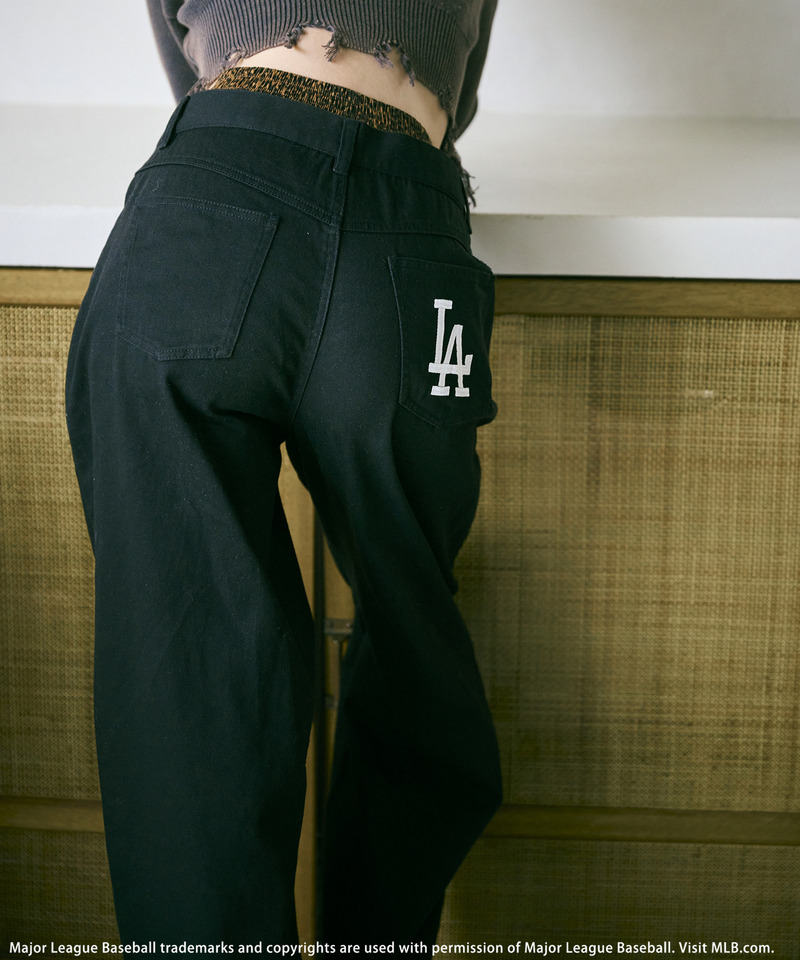 【MLB】ダブルウエストバレルレッグパンツ 詳細画像 ブラック 4