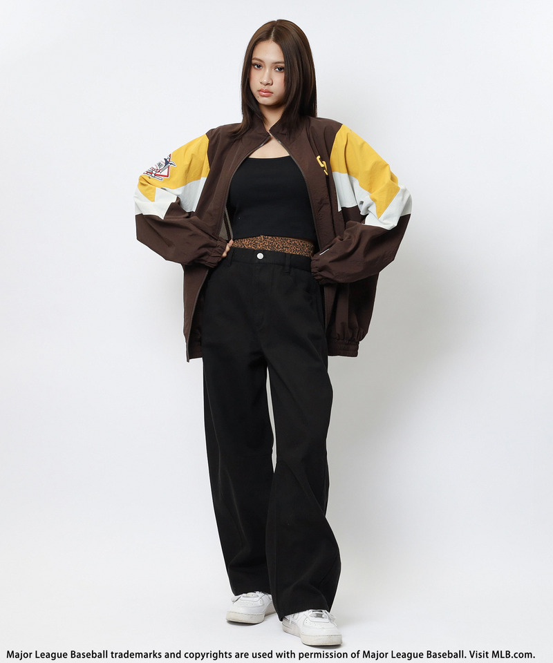 【MLB】ダブルウエストバレルレッグパンツ 詳細画像 ブラック 6