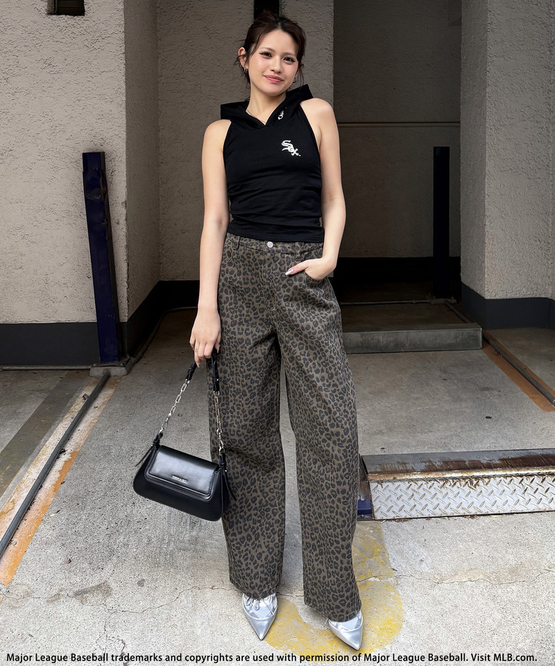 【MLB】ダブルウエストバレルレッグパンツ 詳細画像 レオパード 4