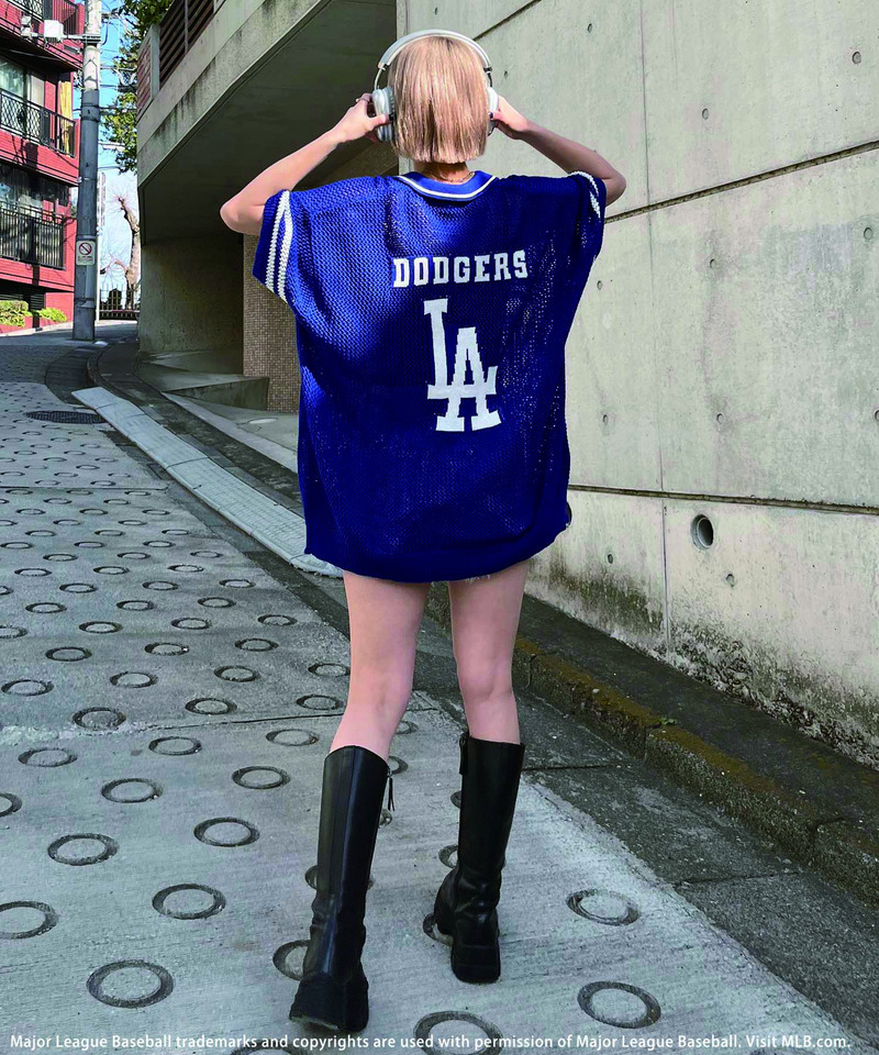 【MLB】バックロゴメッシュポロジャガードニット 詳細画像 ブルー 5