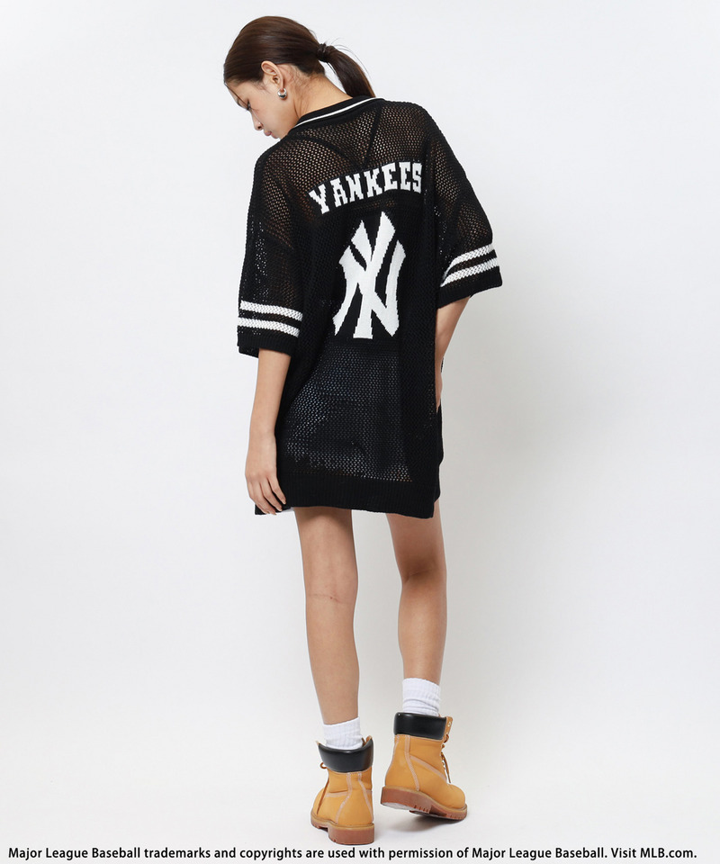 【MLB】バックロゴメッシュポロジャガードニット 詳細画像 ブラック 1