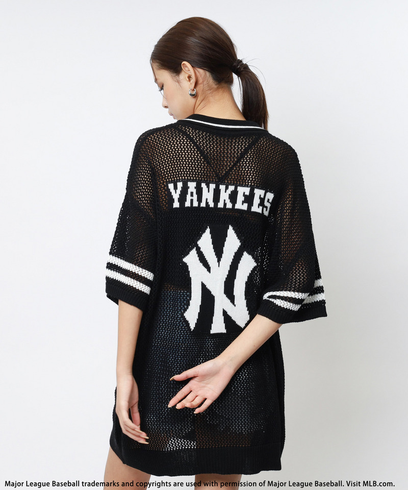 【MLB】バックロゴメッシュポロジャガードニット 詳細画像 ブラック 3