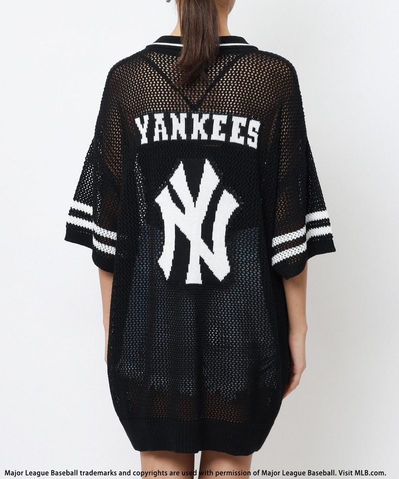 【MLB】バックロゴメッシュポロジャガードニット 詳細画像 ブラック 6