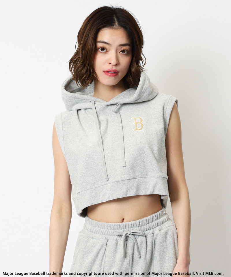 【MLB】ロゴパイルフーディーセットアップ 詳細画像 グレー 2
