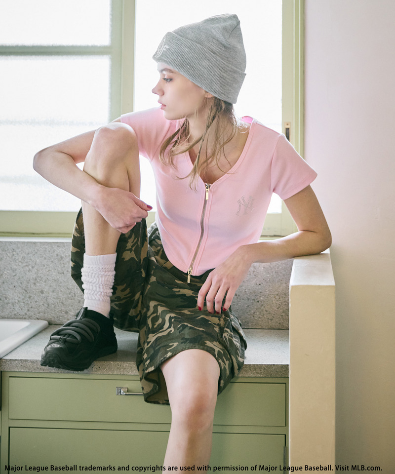 【MLB】ZIPロゴリブトップス 詳細画像 ピンク 3