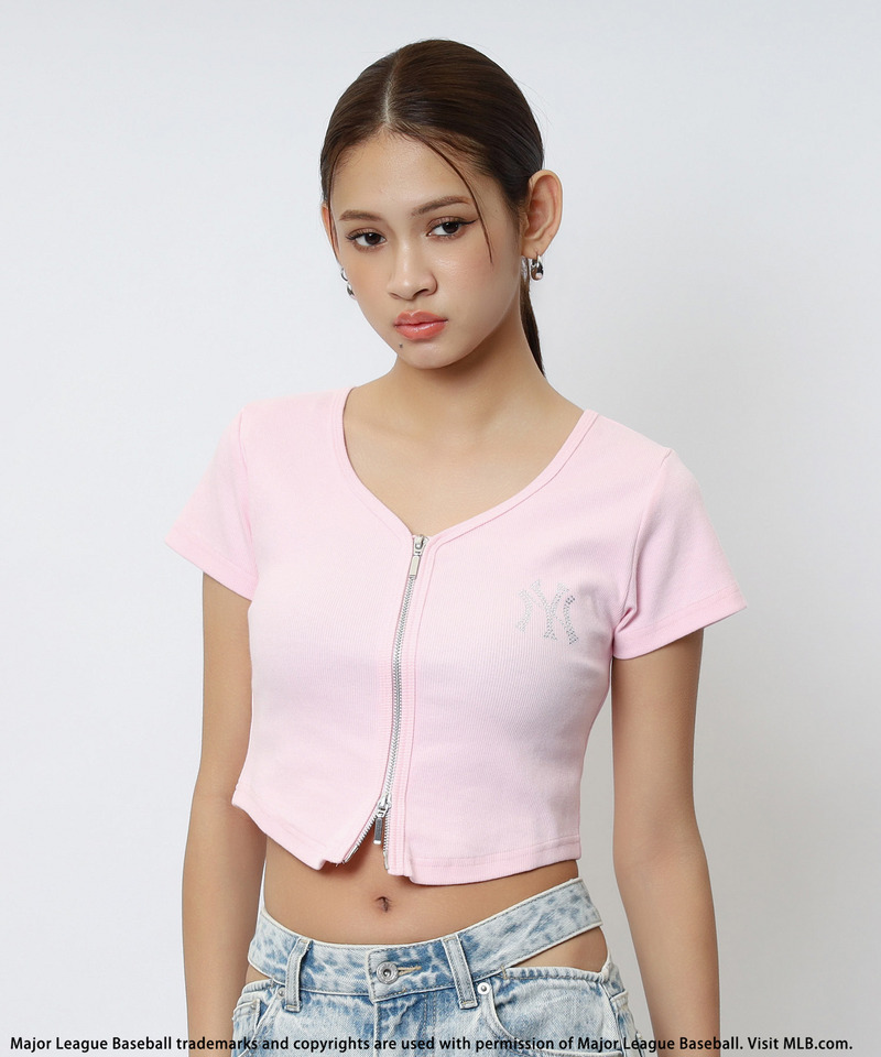 【MLB】ZIPロゴリブトップス 詳細画像 ピンク 5