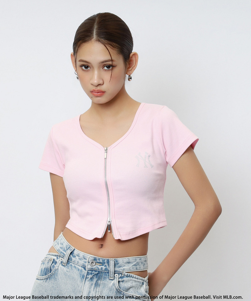 【MLB】ZIPロゴリブトップス 詳細画像 ピンク 6